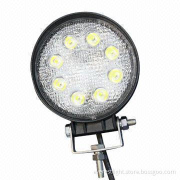 Standard auto parts round 24W LED work light, 12/24V voltage